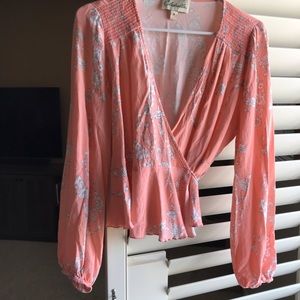 Cleobella Soft Peach Wrap Around blouse.